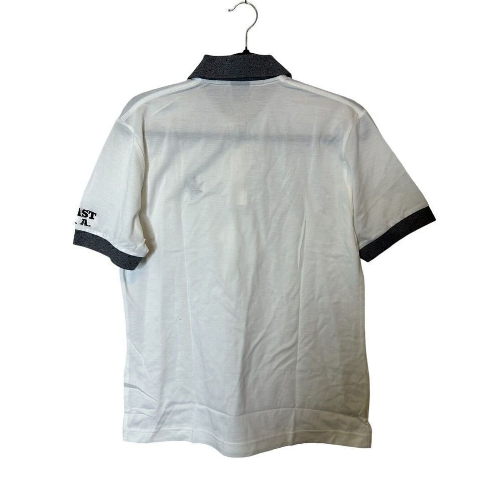 BOAST USA Men's Polo Shirt Size Medium White and Grey with Blue Leaf - Picture 2 of 4